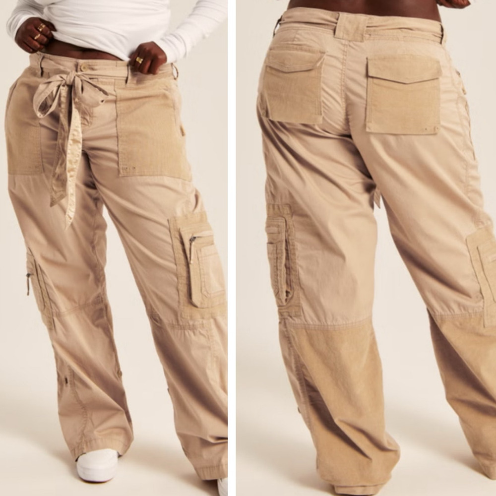 A&F Abercrombie & Fitch 2000s Utility Pants 26 Women Khaki Corduroy Belted Cargo